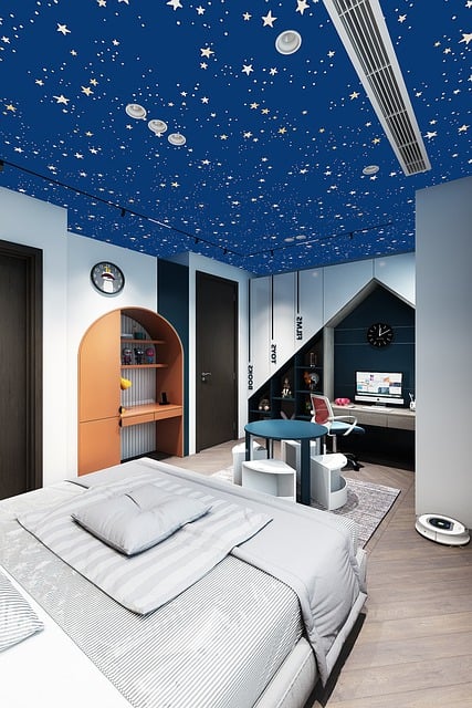 Jugendzimmer: Sternenhimmel Tapete tapezieren vom Malermeister